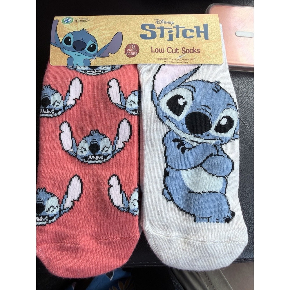 Disney LILO & STITCH Women's Size 4-10 Low Cut SOCKS 10 Pack ~New with Tags Cute